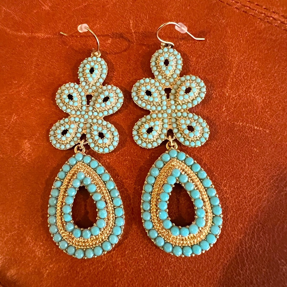 Stella & Dot Vintage Turquoise Capri Chandelier Earrings OS